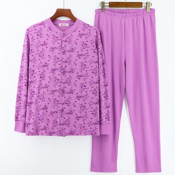 (免運)中老年開衫純棉大碼秋衣秋褲女老人加肥加大單層針織春秋保暖套裝