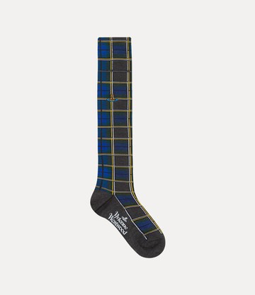 Vivienne Westwood High Sock Tartan Blue 9-11 Unisex