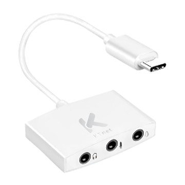 KTnet 廣鐸 GT2 Type-C USB 轉 3.5mm 三合一音源轉接線  支援耳機/喇叭/耳麥  155mm  白色  1個