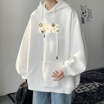 臺灣出貨 日常印花 長袖套頭連帽上衣 休閒日常穿搭 中性款 百搭日常款尺寸M-8XL 情侶出遊搭配 男女皆宜款式連帽上衣