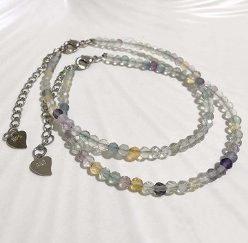 天然彩瑩石|925銀 極細手鍊 手作 客製化 幸運手鍊