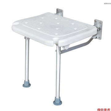 【來貨需為中性空白紙箱+中性英文說明書】衛浴牆壁90度摺疊凳 無障礙沐浴凳 老人洗澡淋浴凳 鋁合金材質 防滑支撐腳 瀝水