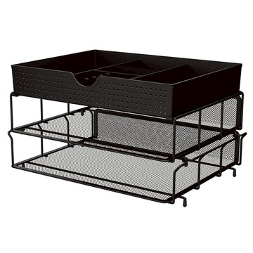 CAXXA 凱撒 桌上可重疊文件收納架 附文具整理盒 2層  黑色  1個
