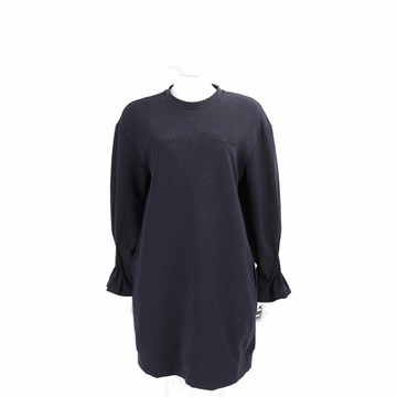 Emporio Armani 字母刺繡抓褶細節黑色運動衫 洋裝
