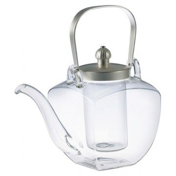 HIROTA GLASS 廣田硝子 玻璃角壺  銀色 + 透明色  1個  450ml