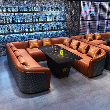 新品上市!!熱門爆品！！網紅輕奢定制沙發清吧酒吧酒館UL型包廂家庭影院會所沙發茶幾商用