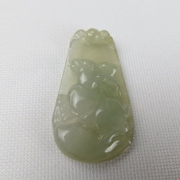 天然緬甸玉A貨玉兔項鍊#1326