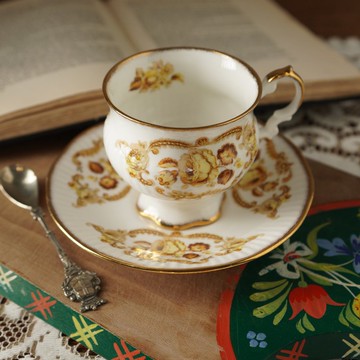 英國Elizabethan芍藥花細骨瓷茶杯/咖啡杯組