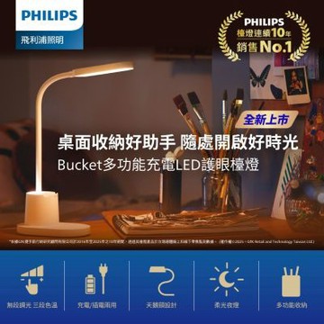 Philips 飛利浦 Bucket 多功能充電檯燈(PD068)