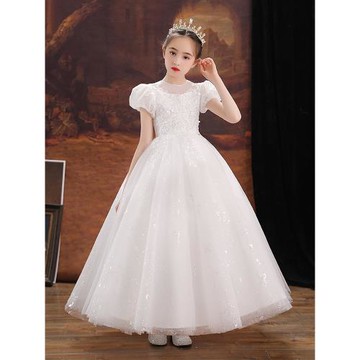 兒童公主裙晚禮服小孩女童寶寶生日花童婚紗主持人鋼琴演出服高端