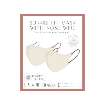 日常生活用品 3coisn小顏口罩-珊瑚色/灰褐色 30入 (JN4144)