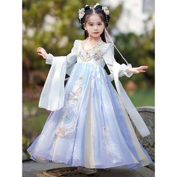女童漢服中國風春秋2026新款超仙古裝女孩春裝兒童長袖古風連衣裙