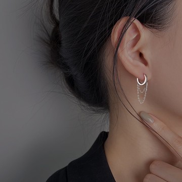 925純銀耳釘女流蘇耳扣ins簡約冷淡風個性時尚耳環網紅耳飾高級感