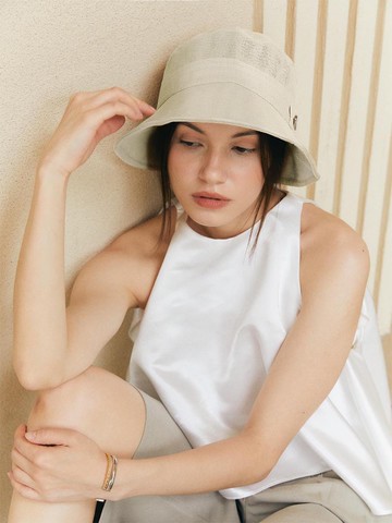 Linen Back Slit Quick Dry Bucket Hat _ Beige