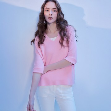 純棉粉色針織上衣