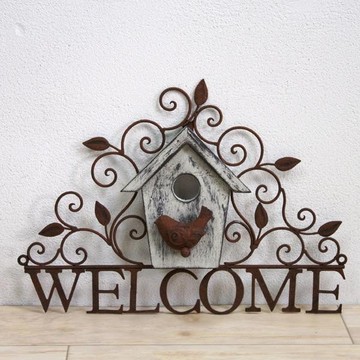Zakka 鄉村風園藝仿舊復古 屋子小鳥 Welcome 壁掛/壁飾 《 歡迎光臨 》★ 仿舊感十足 ★