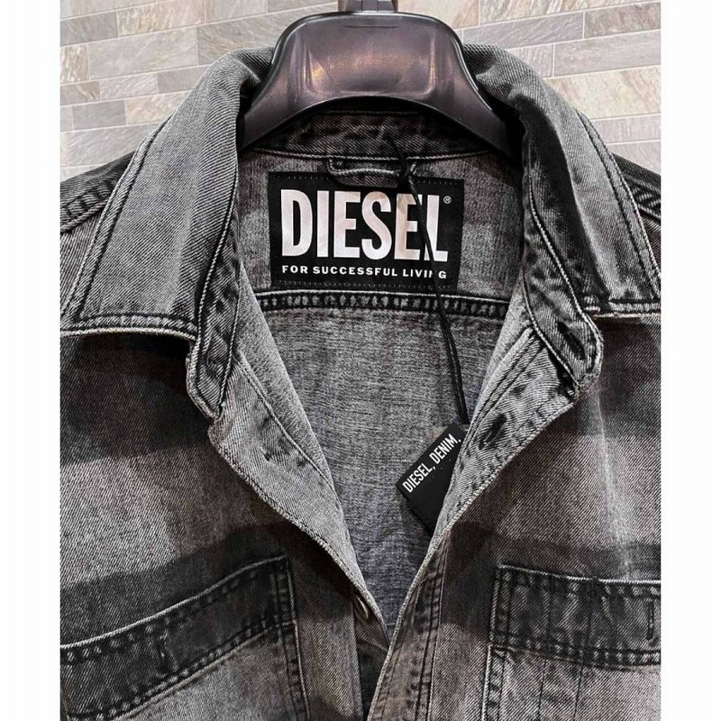 DIESEL ディーゼル ボーダー染めデニムシャツジャケット 「D-LOREN 