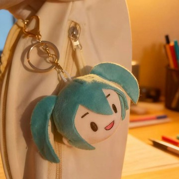 初音未來毛絨糰子鑰匙扣 初音未來掛件 綠色初音fufu毛絨掛件公仔