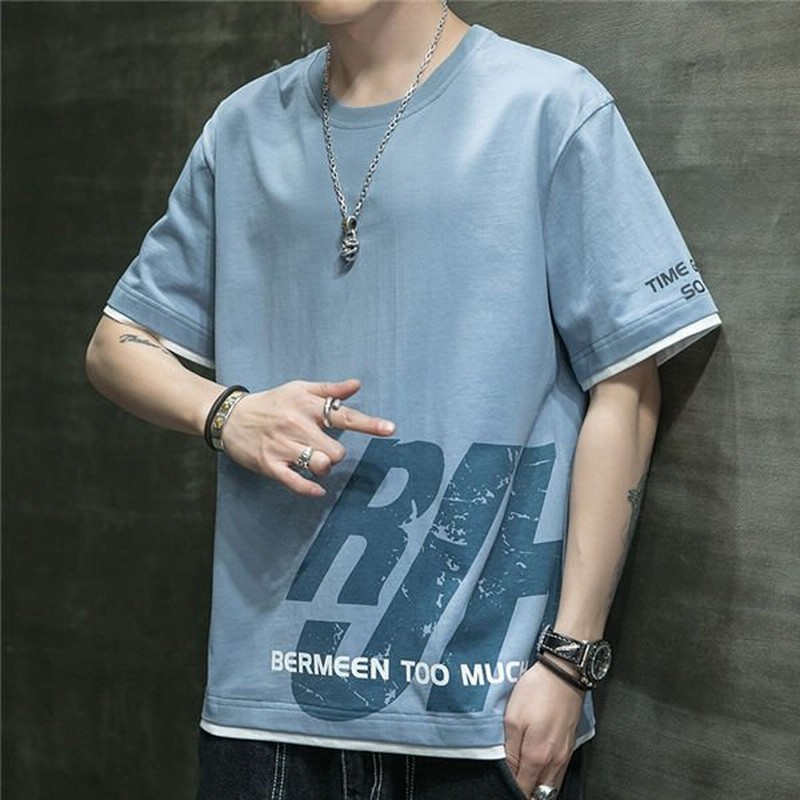 Tシャツ メンズ 半袖tシャツ シンプルtシャツ 重ね風 重ね着 ドライtシャツ 半そで 涼しいtシャツ 春夏 夏服 サマー メンズ夏物 通販 Lineポイント最大get Lineショッピング
