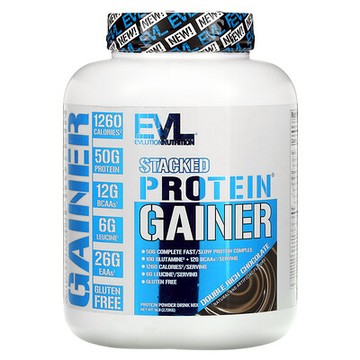 EVLution Nutrition, Stacked Protein Gainer，雙重濃郁巧克力，6 磅（2.72 千克）