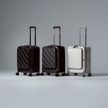 【BIGGER】20吋菱格紋前開摺疊箱 (共三色) - 黑色