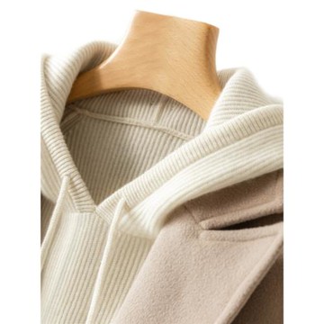 清倉秋冬帶帽羊絨衫女套頭寬松短款連帽羊毛衛衣慵懶針織打底帽衫