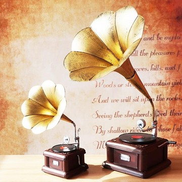 美式復古家居飾品客廳酒櫃裝飾品擺件電視櫃擺設留聲機唱片機模型 名創家居館DF