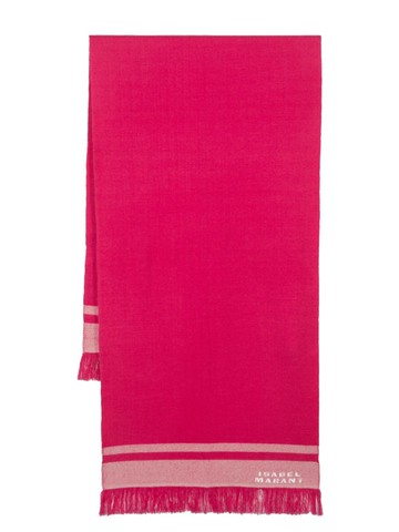 ISABEL MARANT - logo-embroidered knit scarf - women - Cashmere/Wool - One Size - Pink
