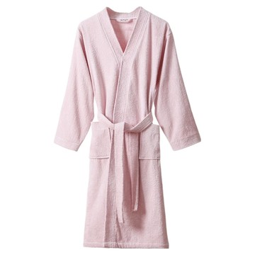 純棉七分袖浴袍 L 淺粉色 親膚柔軟  1件