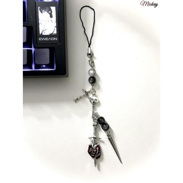 手機吊繩.手機鍊.【骷髏頭劍】ccd掛繩手作串珠自制暗黑風特系ins手機練咕哥特掛件 適用於任何手機殼