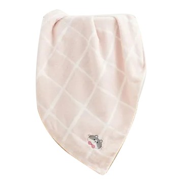 星紅織品 日系格子可愛貓咪圖案浴巾 70x140公分 100%純棉  粉色  1條