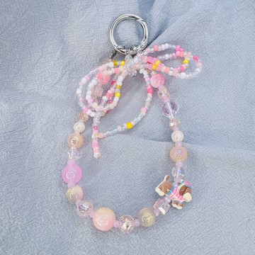 Rom828串珠手機鍊-可愛線條小狗 269