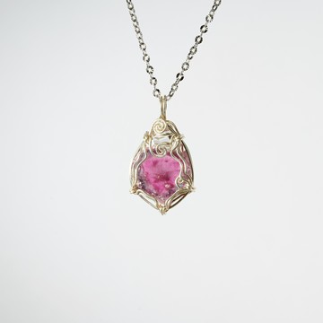 西瓜碧璽 正宗紐約赫基蒙｜ 人緣桃花 能量滋補 高頻 閃耀 圖桑帶回 荷蘭藝術家 Richard製作 純銀手工編織 天然水晶項鍊 S25AO12-002