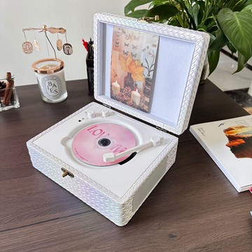 CD機 音響CD機 家用CD播放機 cd機編織皮箱款專輯播放器音響cd英語胎教學習機復古皮箱