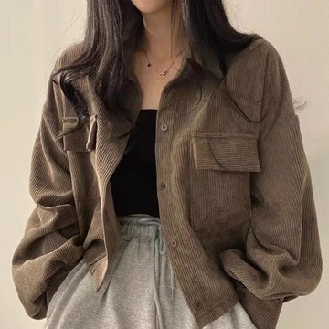 已售9642件💖Vuja de 秋冬季 外套 長袖外套 燈芯絨短款外套 女生衣服 ins 風 長袖外套 上衣 短款開衫
