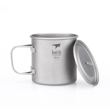 Keith 鎧斯 純鈦水杯Ti3208.居家戶外露營野餐鈦杯金屬摺疊收納握把手便攜易清洗茶杯飲水杯子