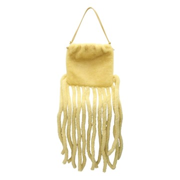 BOTTEGA VENETA BV 寶緹嘉 黃色 羊皮 毛絨 Curly Sheerling Fringed Clutch 630363 【二手名牌BRAND OFF】