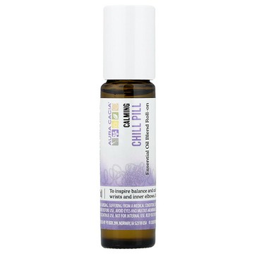 Aura Cacia, 精油配方，寧神精油滾珠，含安定劑，0.31 液量盎司（9.2 毫升）