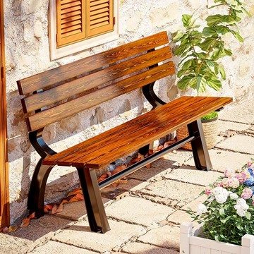 免運 可開票 戶外鐵藝椅子公園椅休閑防腐木靠背長椅庭院露天室外長條凳子實木