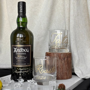 雅柏Ardbeg Uigeadail|文字雕刻禮物 文字訂製威士忌對杯慶祝禮物