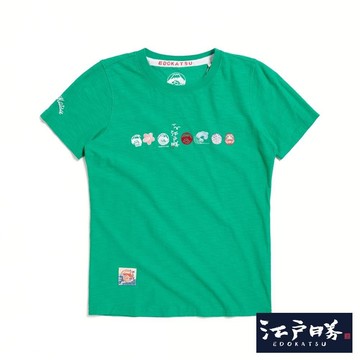 江戶勝 女裝 經典多圖刺繡印花短袖T恤 (綠色)