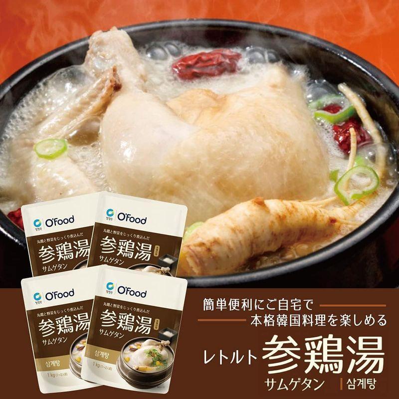 O'food 参鶏湯 1kg × 4袋 韓国 スープ 鍋 韓国料理 韓国食品 韓国鍋 簡単調理 レトルト サムゲタン 丸鶏使用 じっくり煮込