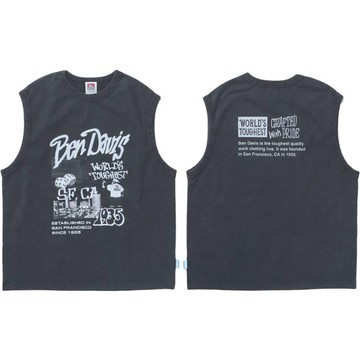 BEN DAVIS 25580051-01 VNTG SLEEVELESS TEE 寬肩 背心 (水洗黑色)