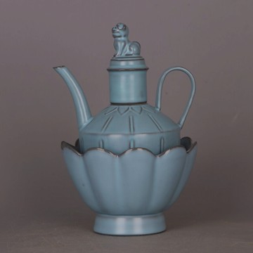 宋 汝窯青釉蓮花壺 茶壺酒壺 仿宋代乾德元年清涼寺舊貨古玩瓷器