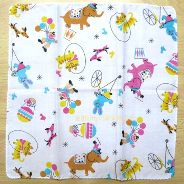 asdfkitty*日本製-純棉麻紗手帕-30*30公分-馬戲團款