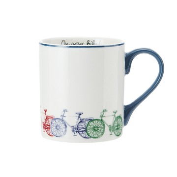 Mikasa Dinnerware 美國 瓷製馬克杯(彩色單車280ml) / 茶杯 咖啡杯 陶瓷杯 自行車圖案  手繪風格 可機洗 洗碗機可洗