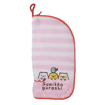 asdfkitty*角落生物粉條紋毛巾布水壺套/折傘套/收納袋/手機套/化妝袋-日本正版商品