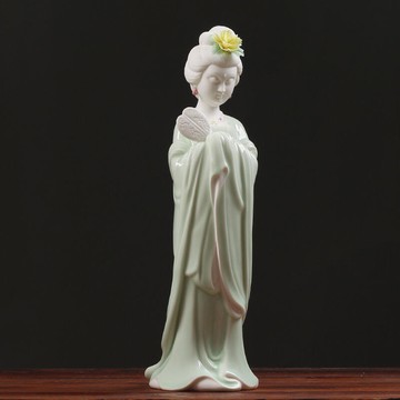【熱賣】家居裝飾唐韻仕女陶瓷工藝品人物瓷塑電視柜樣板房桌面中式擺件