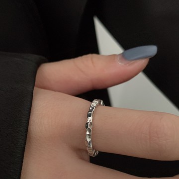 s925純銀復古實心鍛打錘紋扭曲獨特開口戒指女冷淡風年新款潮