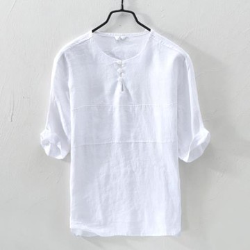 中國風亞麻短袖T恤半袖衫文藝青年棉麻體恤小衫情侶t恤打底衫上衣
